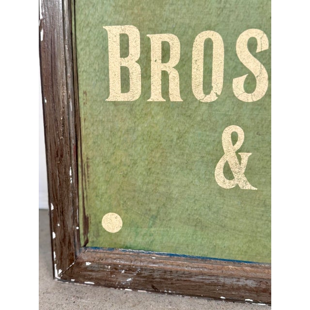 Discovered in Paris, this vintage trade sign includes a printed advertisement for "Colors and Varnishes, Wallpaper, Paint,...