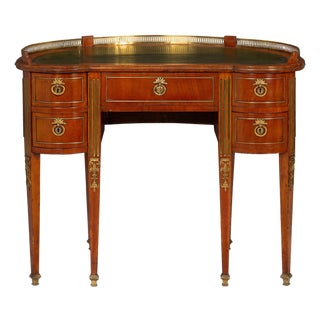 Baltic Neoclassical Mahogany Kidney-Form Writing Desk Bureau Plat Ca. 1880 For Sale