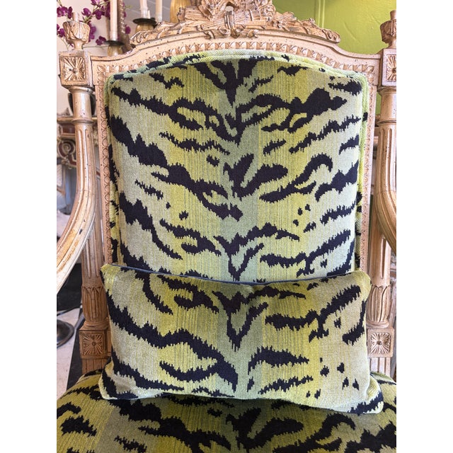 French 19th Century Louis XVI Style French Chairs With Scalamandre Le Tigre Fabric - A Pair For Sale - Image 3 of 8