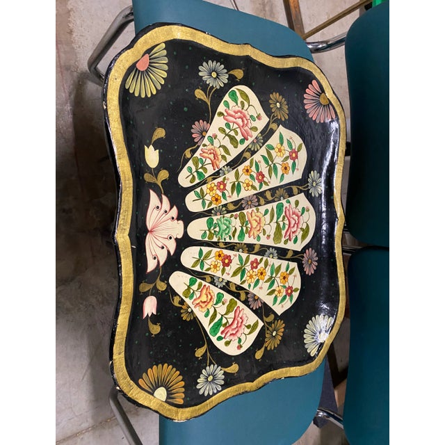 Vintage Chinoiserie Paper Mache Asian Tray Wall Hanging For Sale In Atlanta - Image 6 of 8