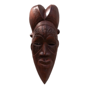 Metal Inlay Decorative Kwele African Mask