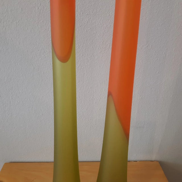 Contemporary Multi-Color Design Tall Tube Vases - A Pair For Sale - Image 3 of 5