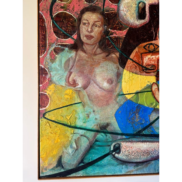 Canary Yellow Walter Myers Large-Scale Figurative Oil on Canvas, “Postcard From Florida”, Signed and Dated 2007 For Sale - Image 8 of 12