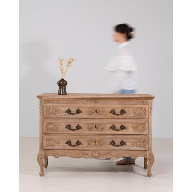 Mid 20th Century France Louis XV Antique White Wood Chests of Drawers For Sale - Image 9 of 11