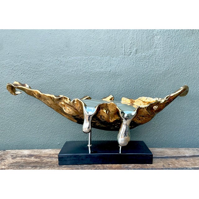 This vintage abstract sculpture in fiberglass and resin captures the bold, experimental spirit of modern abstract art,...