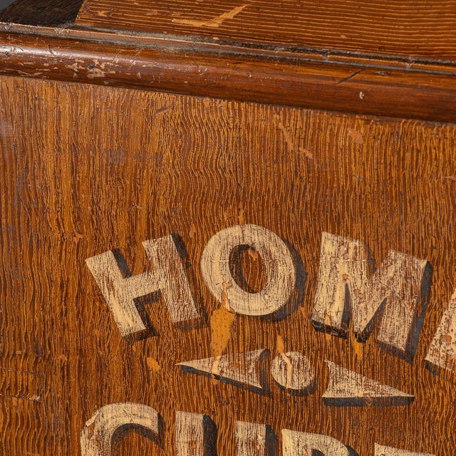 Antique 19th Century Victorian pine counter with a charming hand painted front, once employed in a local store to showcase...