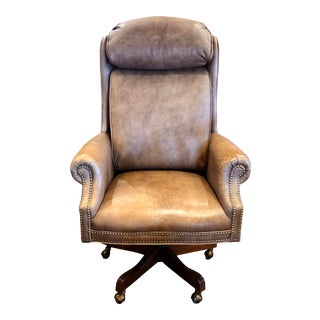 Ethan Allen Leather Executive Office Chair For Sale