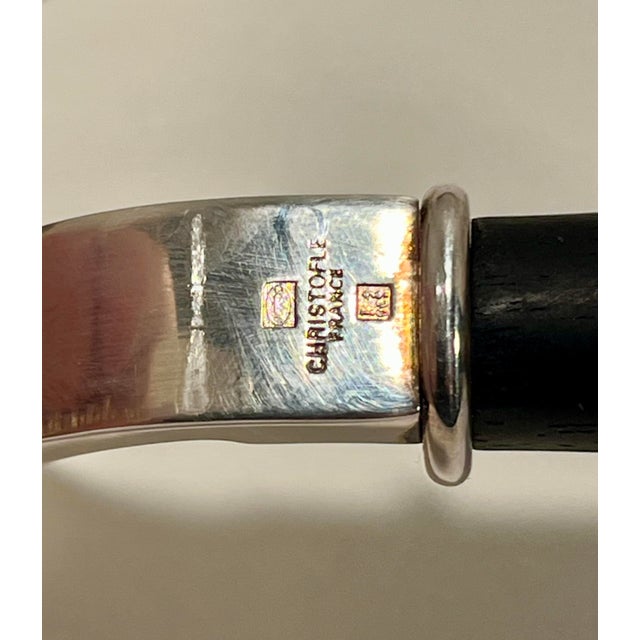 1990s French Christofle Silver Plate & Ebony Gourmet Champagne & Wine Bottle Opener For Sale - Image 4 of 7