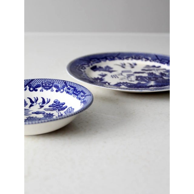 Vintage Japanese Blue Willow Ware Plate and Bowl Set of 2 For Sale - Image 6 of 12