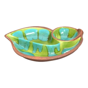 Royal Haeger Brown Green Turquoise Glazed Pottery Dish Mid-Century Modern, Usa