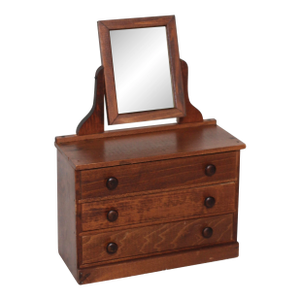 1940s Handmade Doll Size Wood Dresser With Mirror