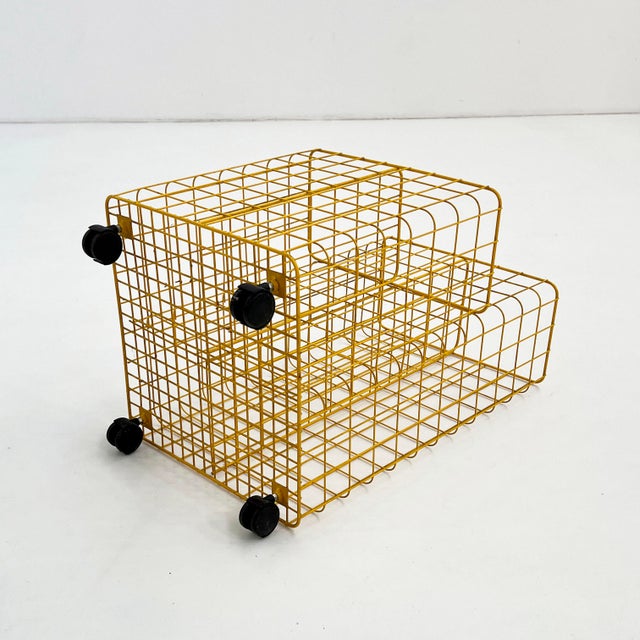 Yellow Yellow Wire Storage on Wheels, 1980s For Sale - Image 8 of 9