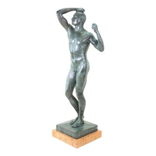 Modern Green Patinated Nude Sculpture, 20th Century, Bronze For Sale