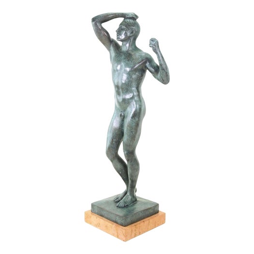 Modern Green Patinated Nude Sculpture, 20th Century, Bronze For Sale
