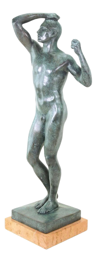 Modern Green Patinated Nude Sculpture, 20th Century, Bronze