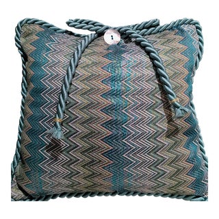 Pierre d'Argent Maison Metallica in Turqouise Decorative Accent Pillow For Sale