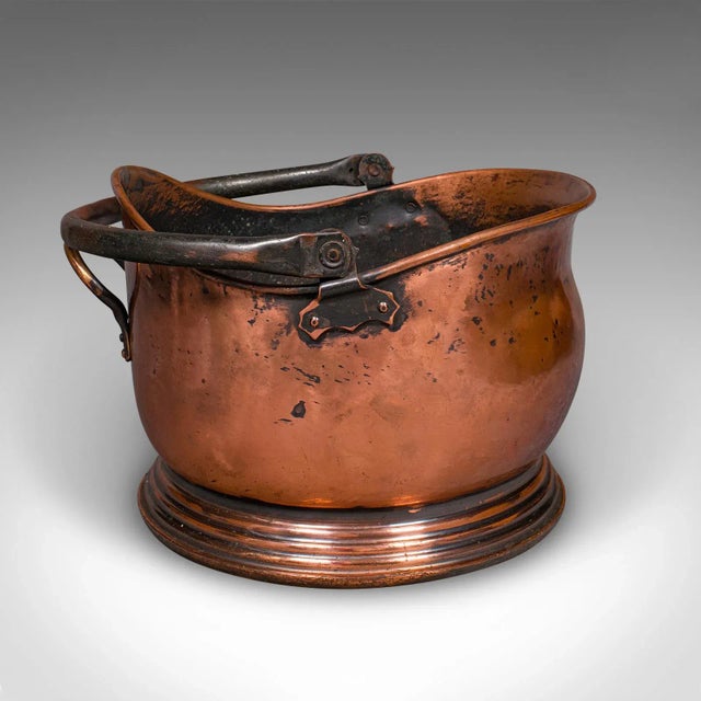1960s Vintage Regimental Mess Coal Bucket, English, Copper, Fireside Helmet Scuttle For Sale - Image 5 of 12