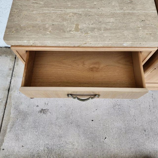 Thomasville Nightstands Blonde Marble Tops Pair For Sale - Image 9 of 12