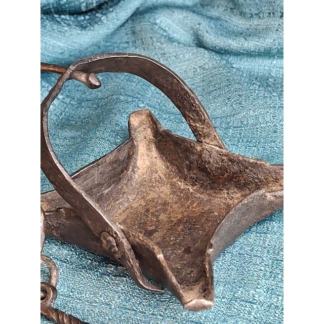Rare 18th C Wrought Iron 4-Wick Fat Lamp Primitive Star Crusie Lighting Antique For Sale - Image 14 of 18
