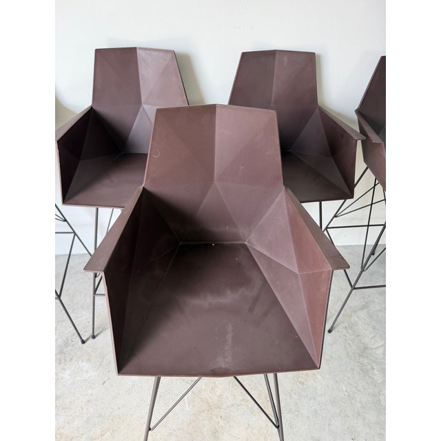 Metal Vondom Faz Modern Outdoor Patio Bar Stools With Armrests by Ramón Esteve – Set of 5 For Sale - Image 7 of 12