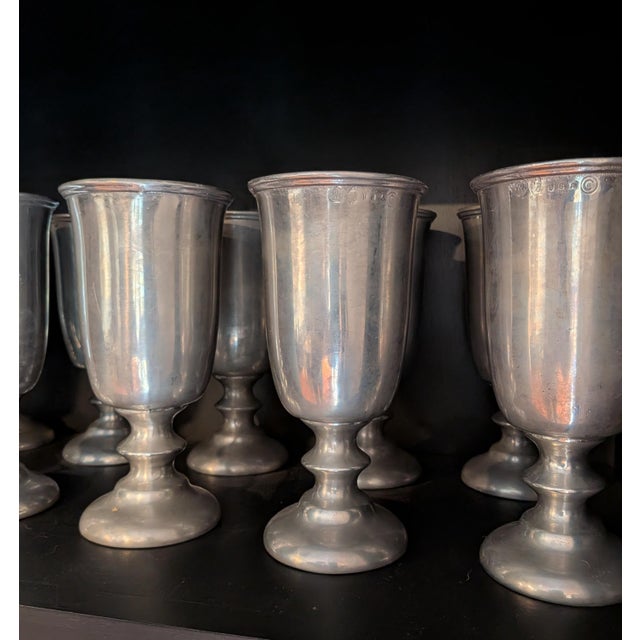 Vintage Wilton Armetale RWP Pewter Wine /Water Goblet Set of 14 Plough Tavern Design 7.25”H x 3.5" Across. This collection...