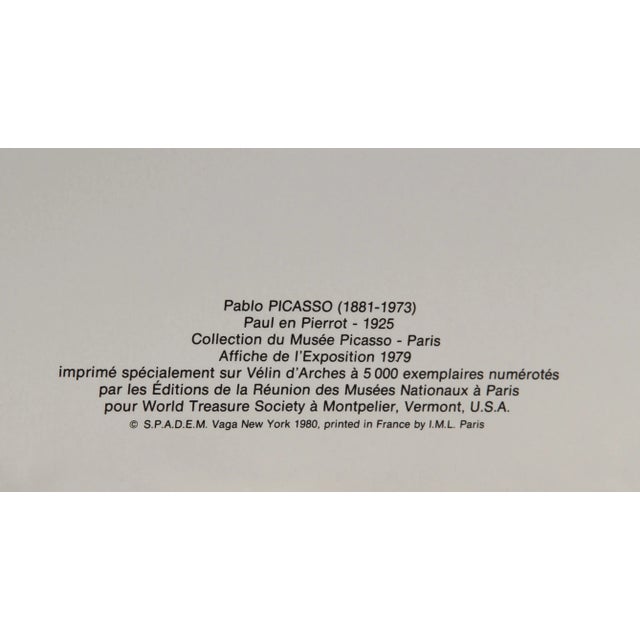 Paul en Pierrot Pablo Picasso Year: 1925 (printed 1980) Medium: Lithograph on Arches Paper Edition: 5000 Size: 29.5 in. x...