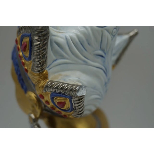 1970s Edoardo Tasca Capodimonte Italy Porcelain Buddhist Deity Bust 24k Gold 13" LTD For Sale - Image 5 of 8