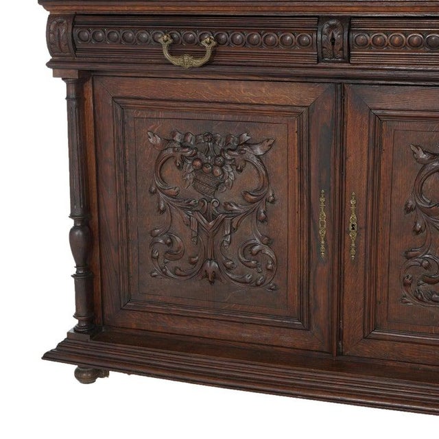 Antique Renaissance Revival Figural Carved Knight & Horse Oak Hunt Board C1890 For Sale - Image 9 of 18