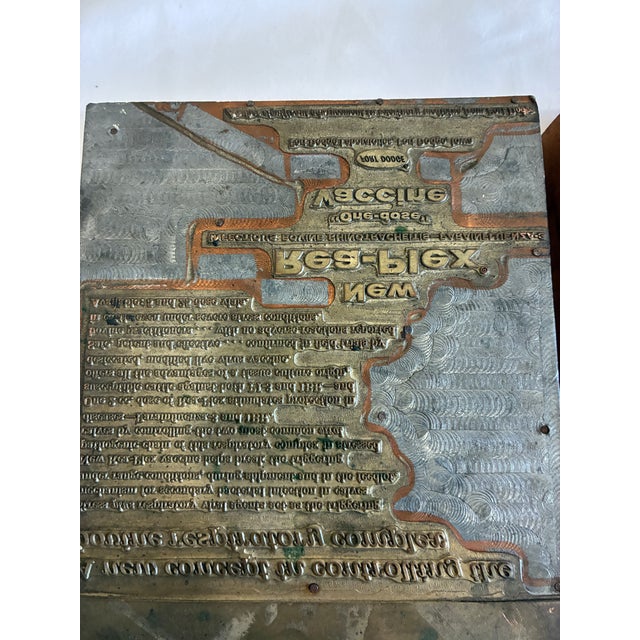Antique Advertising Letterpress Printing Plates Mounted on Wood Blocks – Pair For Sale - Image 4 of 11