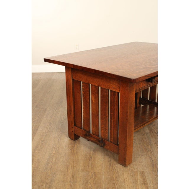 Limbert Antique Mission Oak Library Table For Sale - Image 9 of 12