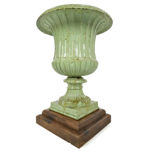 Medici Cast Iron Vases with Green Patina, Set of 2 For Sale - Image 3 of 9