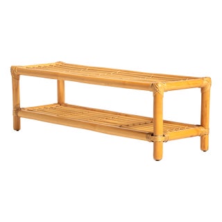 Scandinavian Bamboo and Rattan Bench, 1960s For Sale