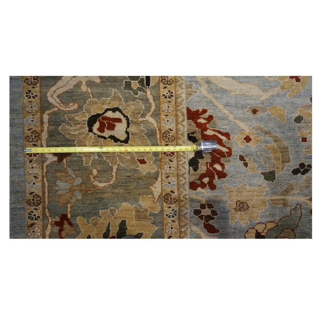 Persian Wool Sultanabad 14 x 20 Light Blue & Teal with Rust Oversized Rug #1140199 For Sale - Image 4 of 6