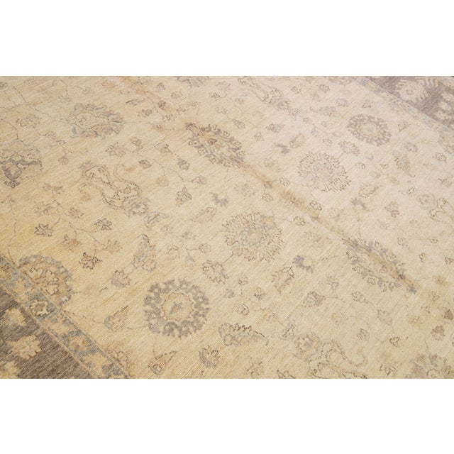 Handcrafted Modern Paki Peshawar Beige Wool Rug With Palmettes Design For Sale - Image 9 of 12