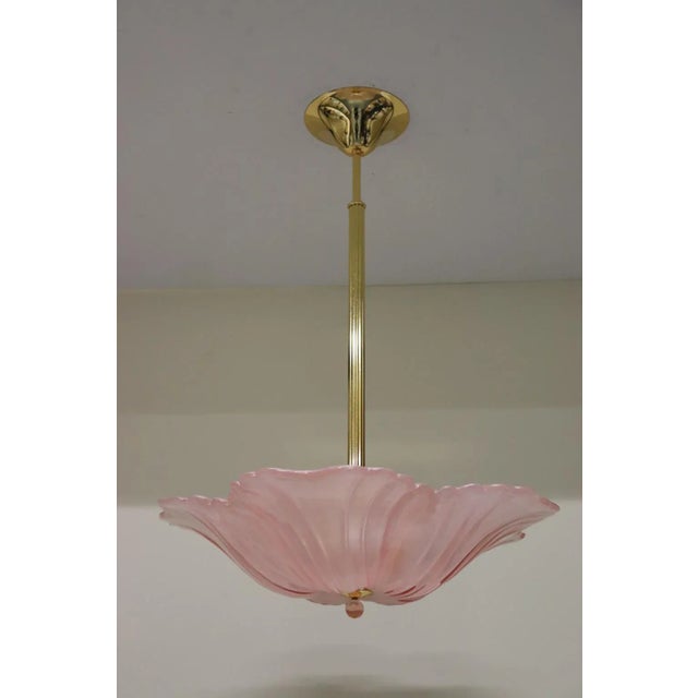 Toso 1990s Modern Murano Rose Glass Pendant Lamp For Sale - Image 4 of 12