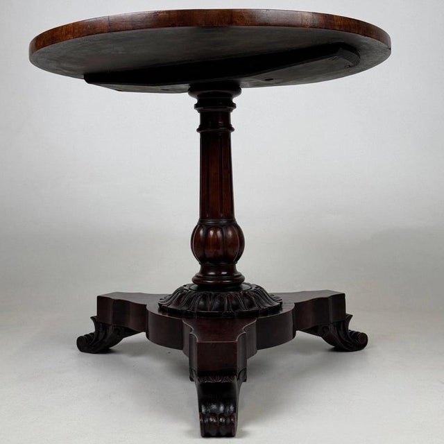 19th Century English Round Mahogany Tripod Side Table For Sale - Image 3 of 7