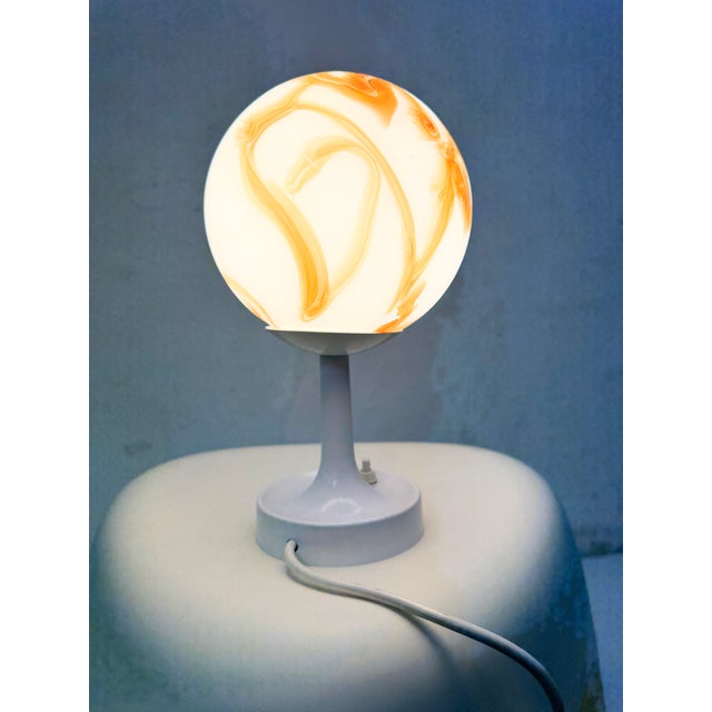 Orange Space Age Spherical Table Lamp, 1970s For Sale - Image 8 of 9