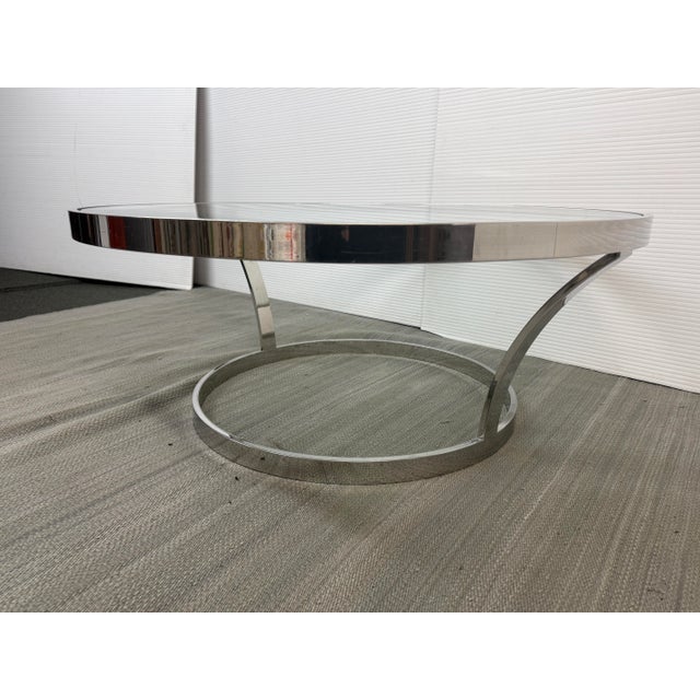 Late 20th Century Chrome + Glass Coffee Table, 37 Inches For Sale - Image 5 of 12