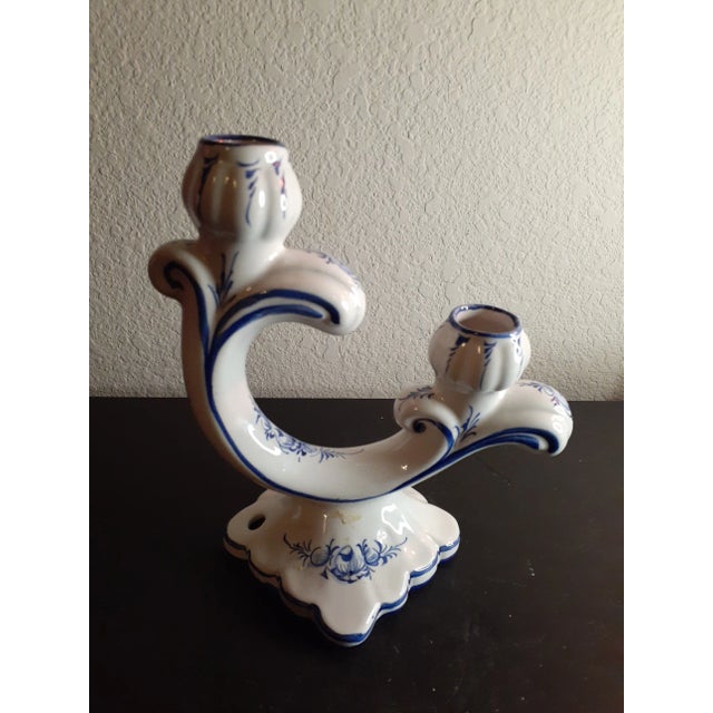 This is a GORGEOUS RCCL Handpainted 8" Dual Candle Holder Made in Portugal. Procured at auction BOX 38