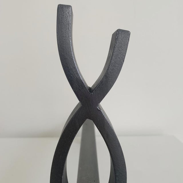 Cast Iron Flame Andirons, France, 1950s, Set of 2 For Sale - Image 6 of 15