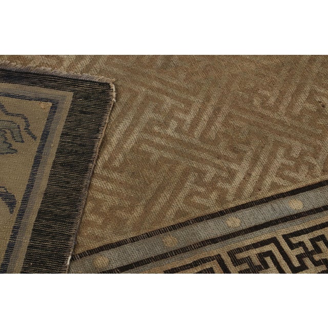 Textile Late 18th Century Antique Chinese Dragon Rug in Gold With Pictorial Medallions For Sale - Image 7 of 7