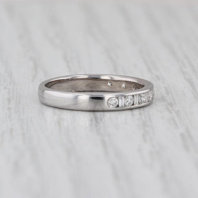 Silver 0.30ctw Diamond Wedding Band 14k White Gold Size 4.75 Stackable Ring For Sale - Image 8 of 8