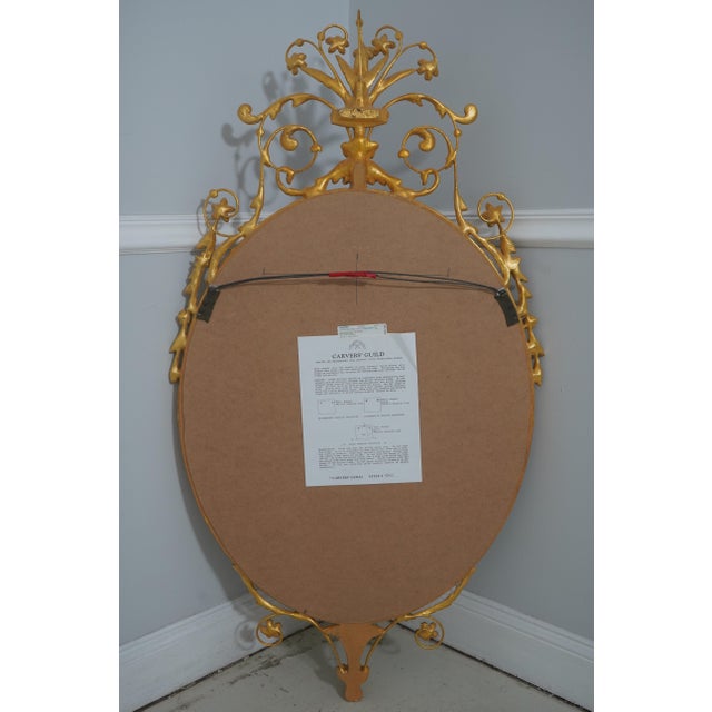 Carvers Guild Crowned Oval Gold Gilt Mirror For Sale - Image 12 of 13