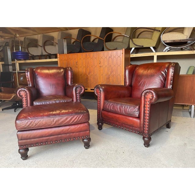 Wesley Hall Chairs with Ottoman, Set of 3 For Sale - Image 16 of 18