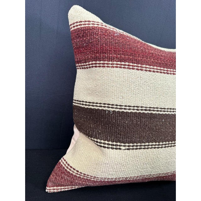 Turkish Hemp Pillow Cushion Natural Beige Red Cushion Cover 20x20 #30640 Enhance your home decor with our Kilim Pillow...