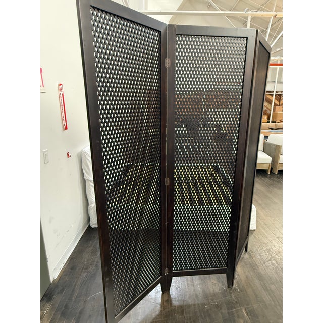 Design Plus Gallery presents a Large Wood Lattice Folding Screen. This freestanding screen is constructed from wood with...