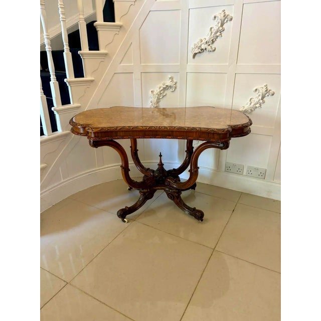 Antique Victorian Carved Burr Walnut Centre Table, 1850 For Sale - Image 14 of 14