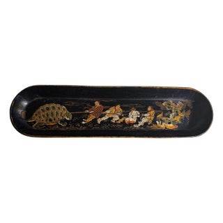 Japanese Wooden Pen Holder in Black and Gold Color For Sale