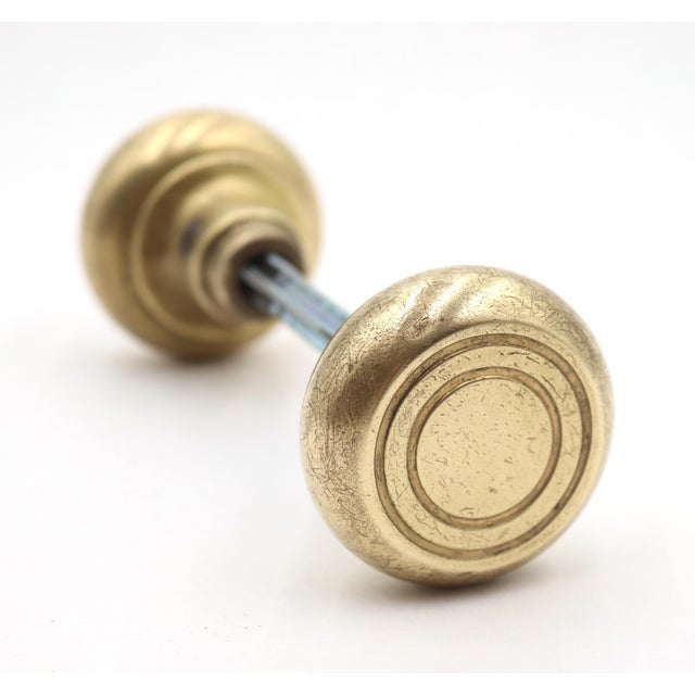Traditional Vintage Concentric Brass Finish Passage Door Knob Set For Sale - Image 3 of 9