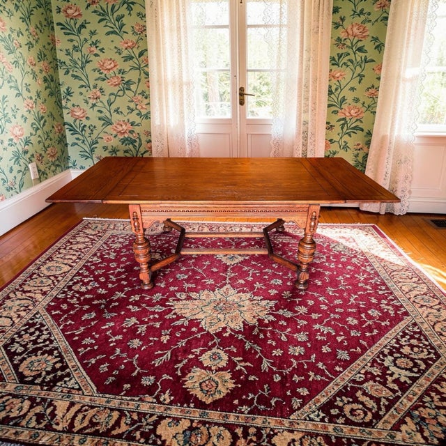 Ornate Early 20th Century Jacobean Style Draw Leaf Dining Table For Sale - Image 11 of 12